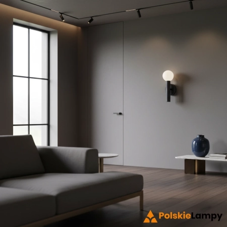 Kinkiet metalowy czarny z kulistym kloszem WL-33574-1-BK z serii FILANO - Lampy Italux