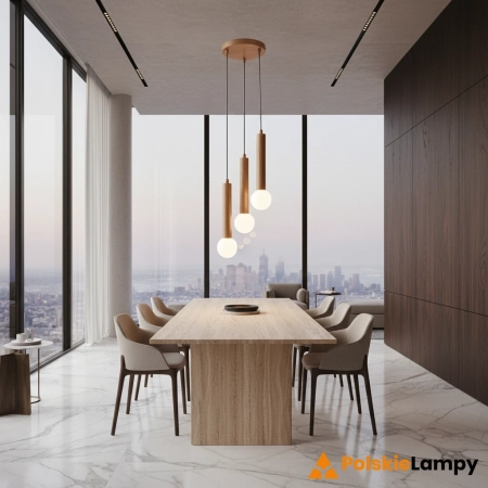Lampa wisząca drewniana 3-punktowa z kulami PND-33574-3-WD z serii Filano - Lampy Italux