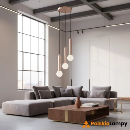 Lampa wisząca metalowa kawowa 3-punktowa PND-33574-3-CF z serii Filano - Lampy Italux