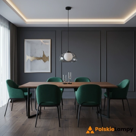 Lampa wisząca czarna szklana 1-punktowa PND-54637-1-BK-SG z serii Ainale - Lampy Italux