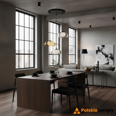 Lampa wisząca 3-punktowa szklana wielokolorowa PND-54637-3-BK-SG z serii Ainale - Lampy Italux