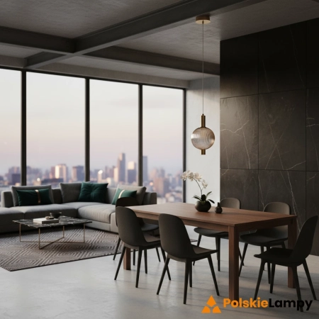 Lampa wisząca szklana kulista złota PND-83631-1-BRO-SG z serii Lenti - Lampy Italux