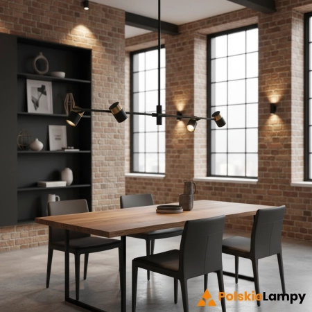 Lampa wisząca metalowa czarno-mosiężna 4-punktowa PND-58892-4-BK-BRO z serii ELICE - Lampy Italux