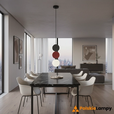 Lampa wisząca metalowa z filcem czarno-czerwona PND-59779A-1S-MLTI z serii Andrea - Lampy Italux