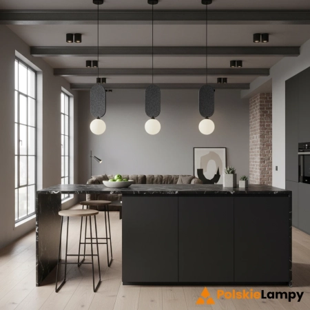 Lampa wisząca szara z filcu z kulistym kloszem PND-59815-1-GR z serii Lorenzo - Lampy Italux
