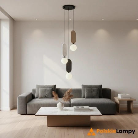 Lampa wisząca 3-punktowa metalowa z filcem PND-59815B-3-MLTI z serii Lorenzo - Lampy Italux