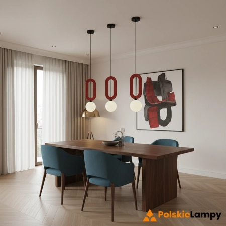 Lampa wisząca czerwona filcowa z kulistym kloszem PND-59839-1-RED z serii MASSO - Lampy Italux