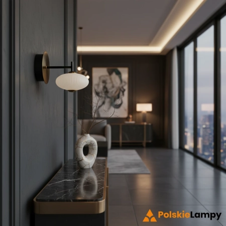 Kinkiet metalowy złoty z białym kloszem WL-8545-1-BK-GD z serii Nico - Lampy Italux