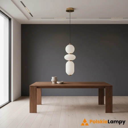 Lampa wisząca szklana biała ze złotymi detalami PND-8545-3-AB-WH z serii NICO - Lampy Italux
