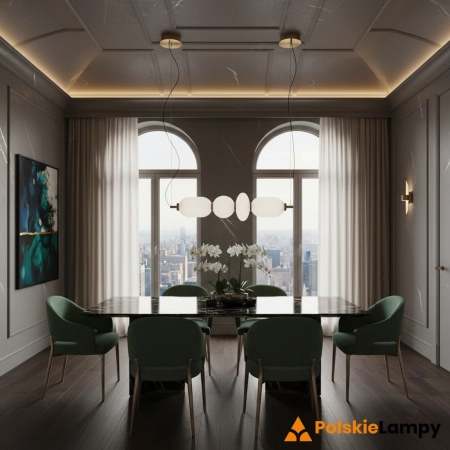 Lampa wisząca szklana biało-złota 65cm PND-8545-4H-AB-WH z serii Nico - Lampy Italux