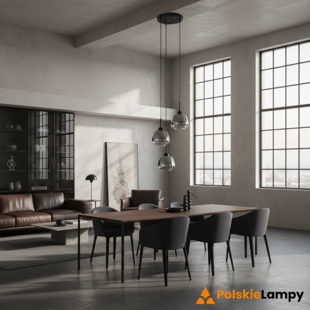 Lampa wisząca czarna metalowa 3-punktowa PND-40824-3-BK z serii Felis - Lampy Italux