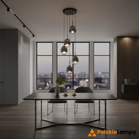 Lampa wisząca czarna metalowa 5-punktowa PND-40825-5-BK z serii Meolo - Lampy Italux