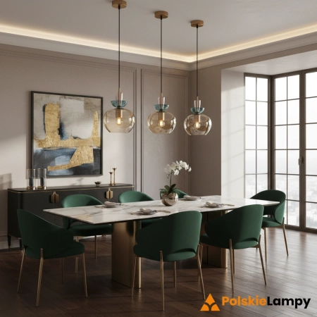 Lampa wisząca szklana kolorowa złota 19cm PND-31882-1-GD-AMB z serii Fanda - Lampy Italux