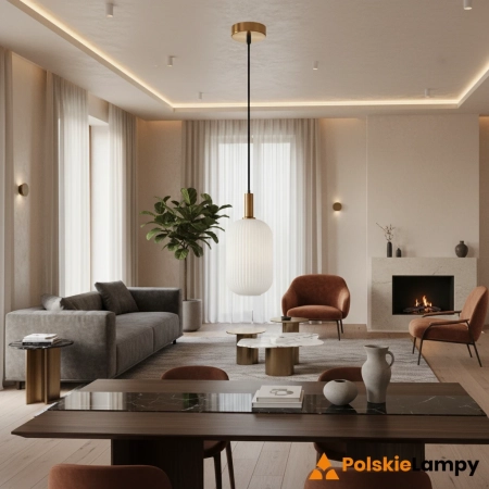 Lampa wisząca złota z ryflowanym kloszem PND-31982-1A-GD z serii DELLA - Lampy Italux