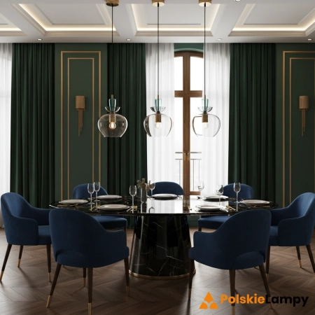 Lampa wisząca szklana wielokolorowa złota PND-31882-1-GD-PK z serii Fanda - Lampy Italux