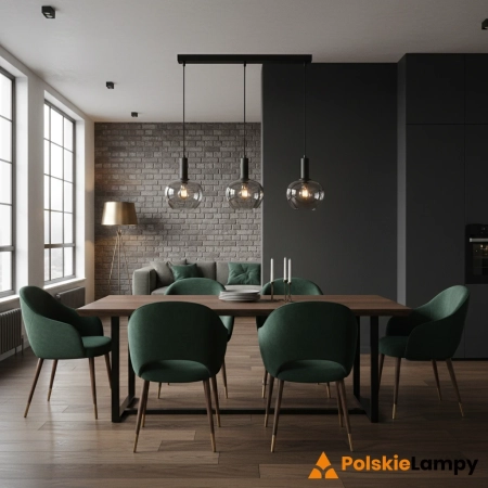 Lampa wisząca czarna metalowa 3-punktowa PND-30084-3-BK-SG z serii Stabla - Lampy Italux