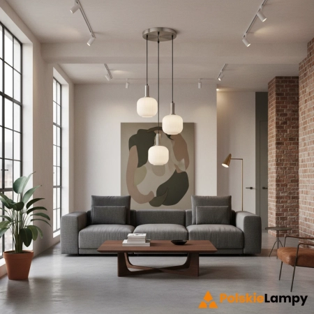 Lampa wisząca srebrna 3-punktowa szklana PND-31981-3S-SC-WH z serii Penzi - Lampy Italux