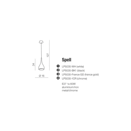 Lampa wisząca nowoczesna SPELL  biała AZ0287 - Azzardo