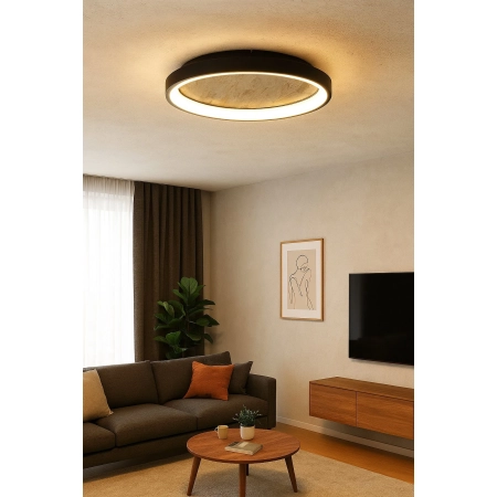 Azzardo Plafon LED okrągły szary z kamieniem 59cm AZ6665 z serii KRYPTON TOP