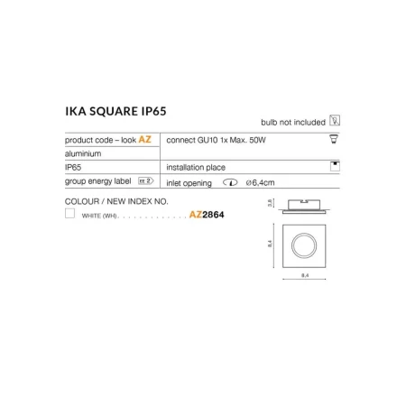 Oprawa do wbudowania Ika Square IP65 AZ4230 - Azzardo