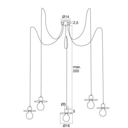 Lampa loft wisząca pająk CORSO 2078 - Argon