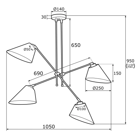 Lampa designerska wisząca CLAVA 1694 stylowa złota - Argon
