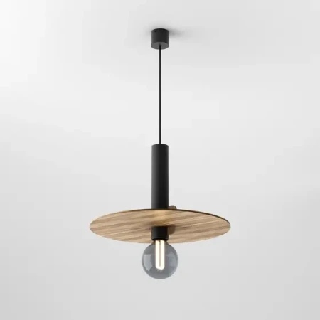 Lampa wisząca OKKA wood E27 Phase-Control czarny + panel drewniany59933-0000-U8-PH-W2 - AqForm