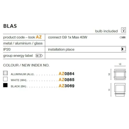 Kinkiet nowoczesny Blas czarny AZ3069 - Azzardo