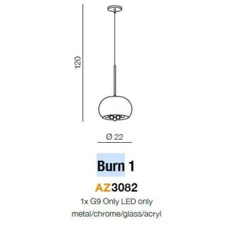 Lampa designerska wisząca Burn 1 chrom AZ3082- AZzardo