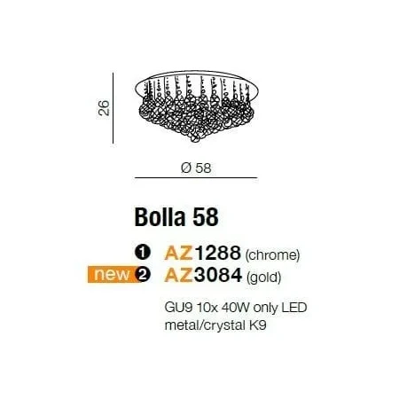 Plafon kryształowy Bolla 58 złoty AZ3084 - AZzardo