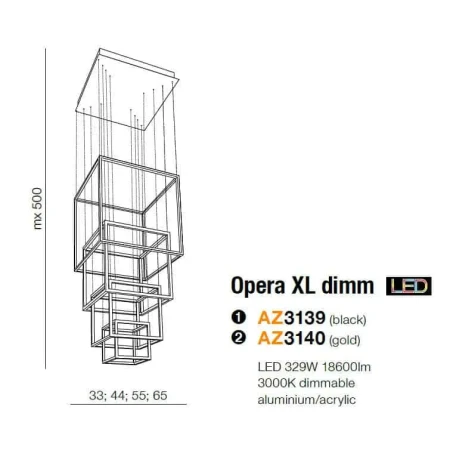 Lampa wisząca nowoczesna Opera XL DIMM czarna AZ3139 - Azzardo