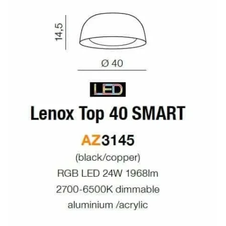 Plafon nowoczesny Lenox Top 40 SMART AZ3145- AZzardo
