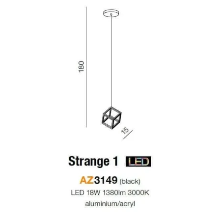 Lampa designerska wisząca Strange 1 czarna AZ3149 - Azzardo