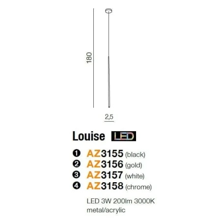 Lampa wisząca nowoczesna Louise 1 biała AZ3157 - Azzardo