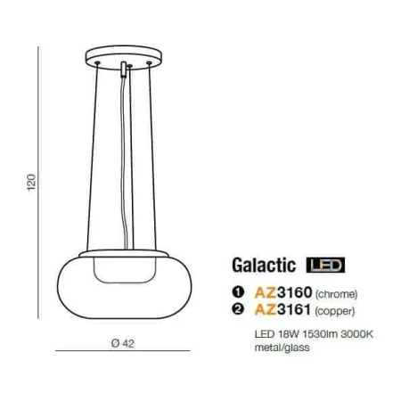 Lampa designerska wisząca Galactic chrom AZ3160 - Azzardo