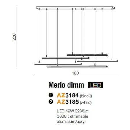 Lampa designerska wisząca Merlo DIMM czarna AZ3184 - Azzardo