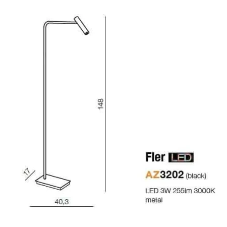 Lampa podłogowa Fler czarna AZ3202 - Azzardo