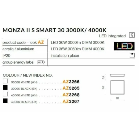 Plafon nowoczesny Monza II S SMART 30 4000K AZ3267- AZzardo