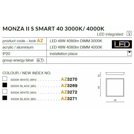 Plafon nowoczesny Monza II S SMART 40 4000K AZ3271- AZzardo