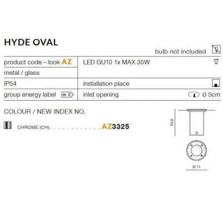 Oprawa do wbudowania Hyde Oval srebrna AZ3325- AZzardo