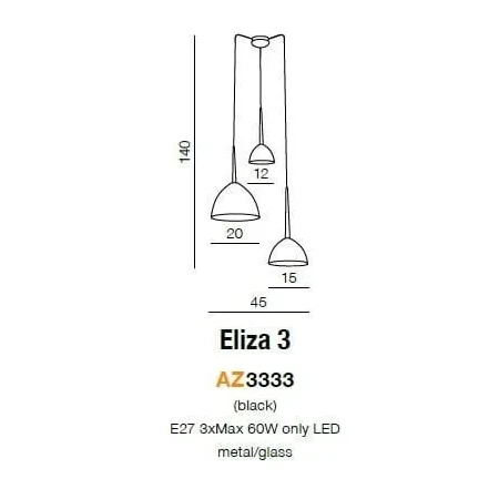 Lampa nad stół wisząca nowoczesna Eliza 3 biała AZ3333 - Azzardo