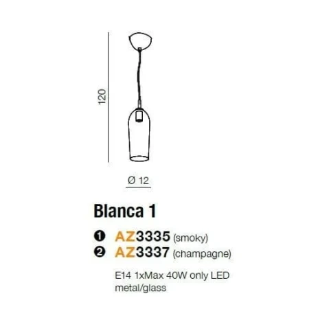 Lampa wisząca nowoczesna Blanca 1 mosiądz AZ3335- AZzardo