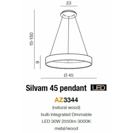 Lampa wisząca nowoczesna Silvam 45 brązowa AZ3344- AZzardo