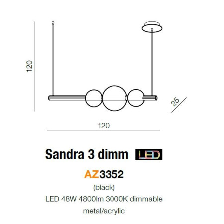 Azzardo Lampa sufitowa wisząca Sandra 3 DIMM AZ3352