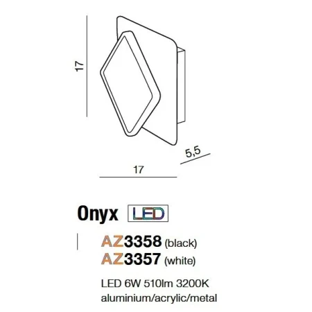Kinkiet nowoczesny Onyx czarny AZ3358 - Azzardo