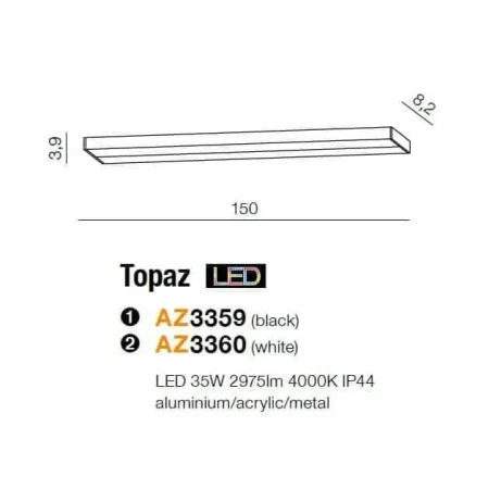 Kinkiet Topaz czarny AZ3359 - Azzardo