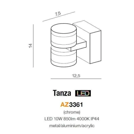 Kinkiet nowoczesny Tanza chrom AZ3361 - Azzardo