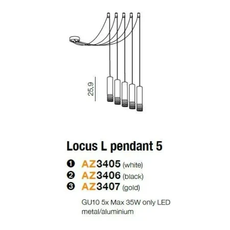 Lampa wisząca nowoczesna Locus L 5 czarna AZ3405 - Azzardo