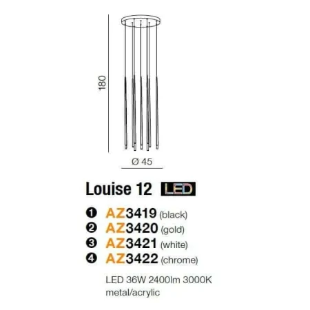 Lampa wisząca nowoczesna Louise 1 chrom AZ3418 - Azzardo