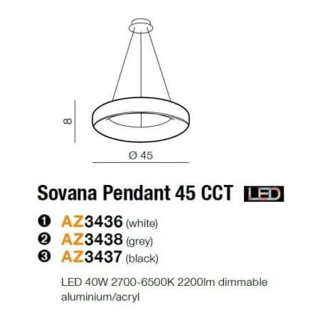 Lampa wisząca RING Sovana 45 CCT biała AZ3436 - Azzardo